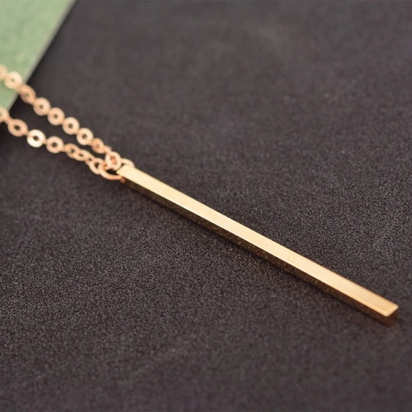 NEW!💙💎💛GOLDEN! LONG BAR NECKLACE!💛💎💙MODERN! - Picture 7 of 8
